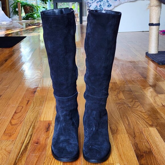 AQUATALIA Black Suede Waterproof Knee-High Boots Zip - Picture 3 of 10